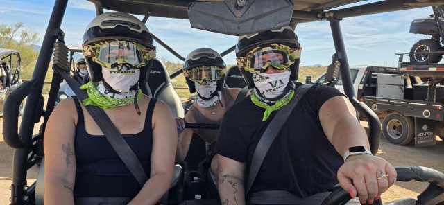 Selfie inside a 4-seat UTV on a 360 Adventures combo tour