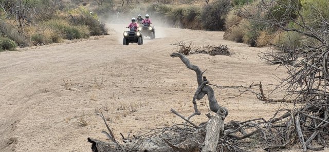Solo ATVs rolling through sandy washes in the Tonto National Forest