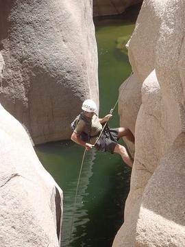 Going Down A Rappel In Salome Canyon