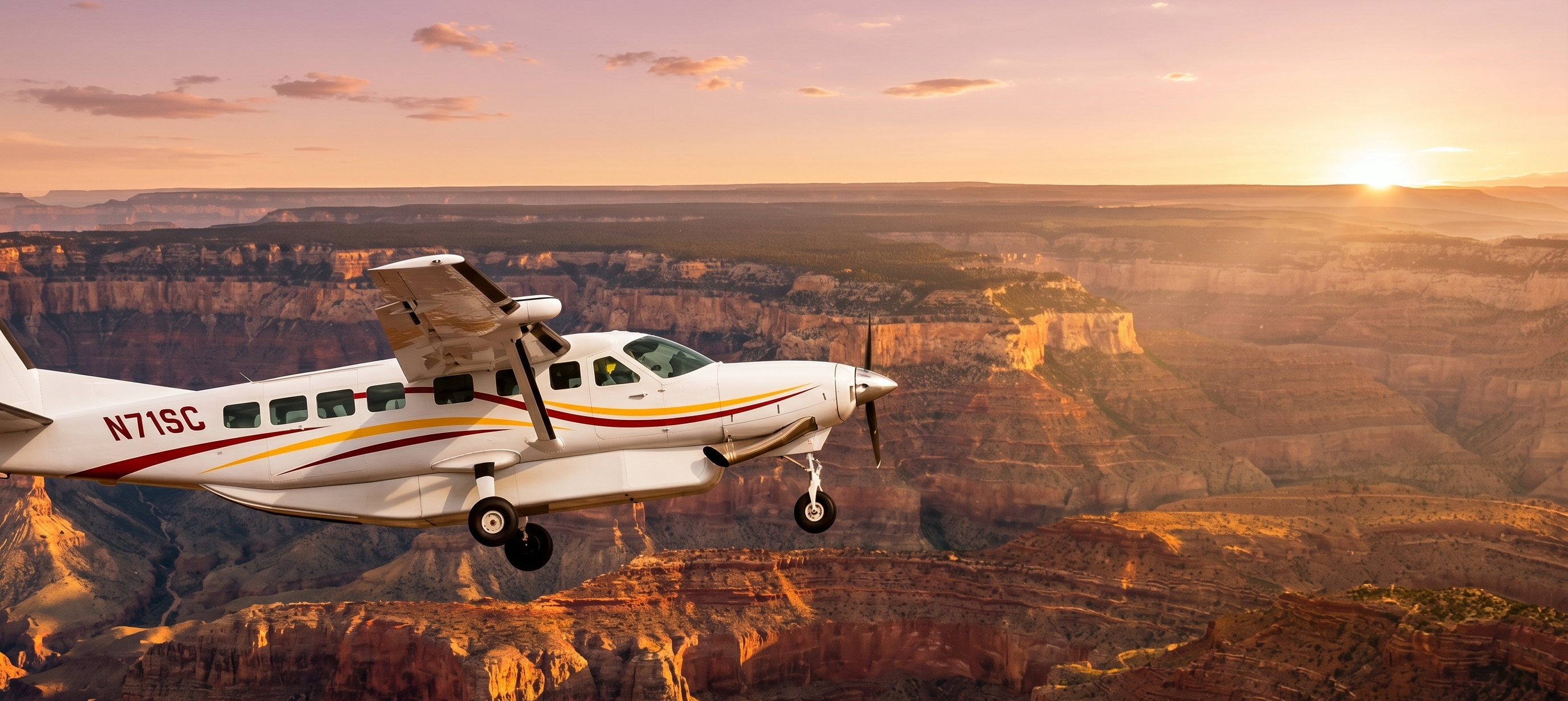 Scenic airplane flight from Phoenix to the Grand Canyon