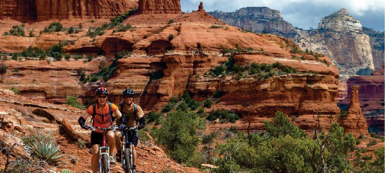 Mountain biking among Sedona's iconic red rock formations